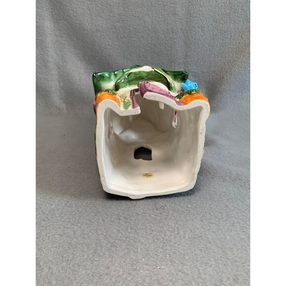 Cobblestone Village Tudor Tea Room Candle Holder Ceramic House with Green Roof - Picture 6 of 15